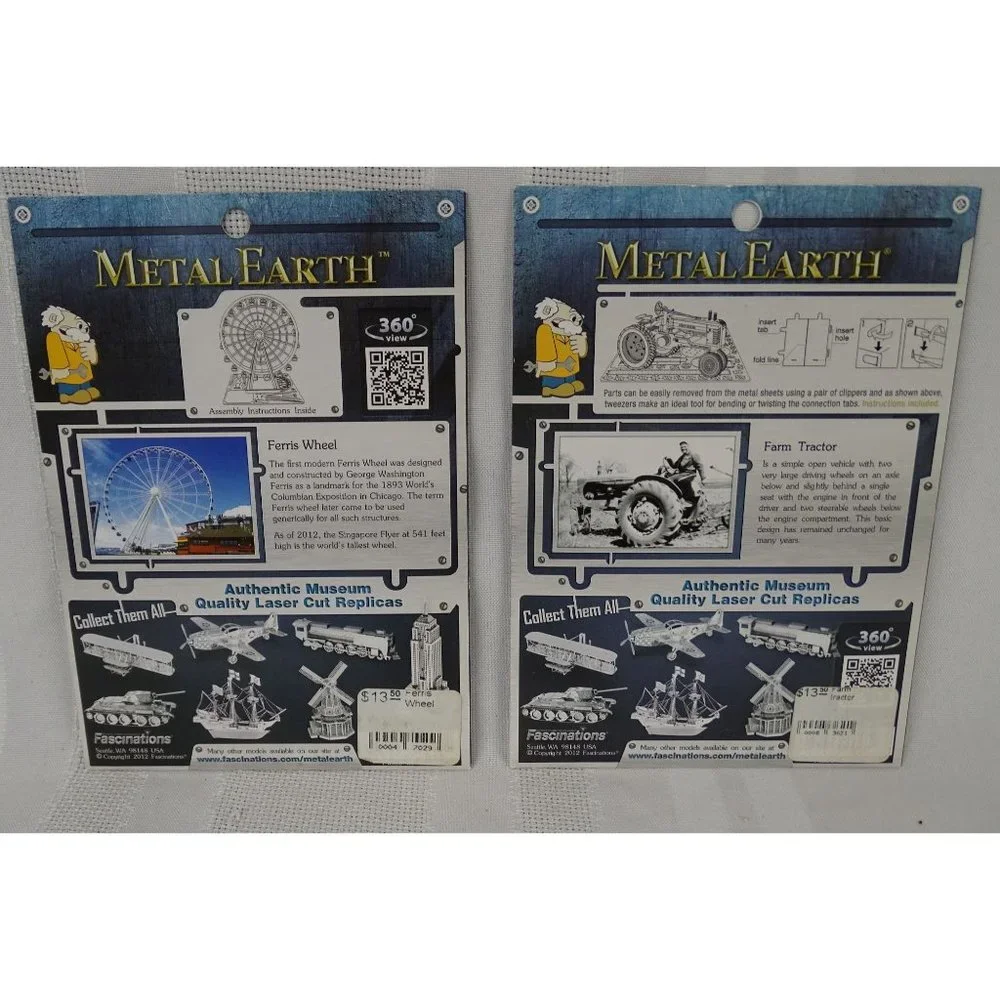 4 Metal Earth Model Kits Tractor Ferris Wheel SR-71 Blackbird Apollo Lunar Modul